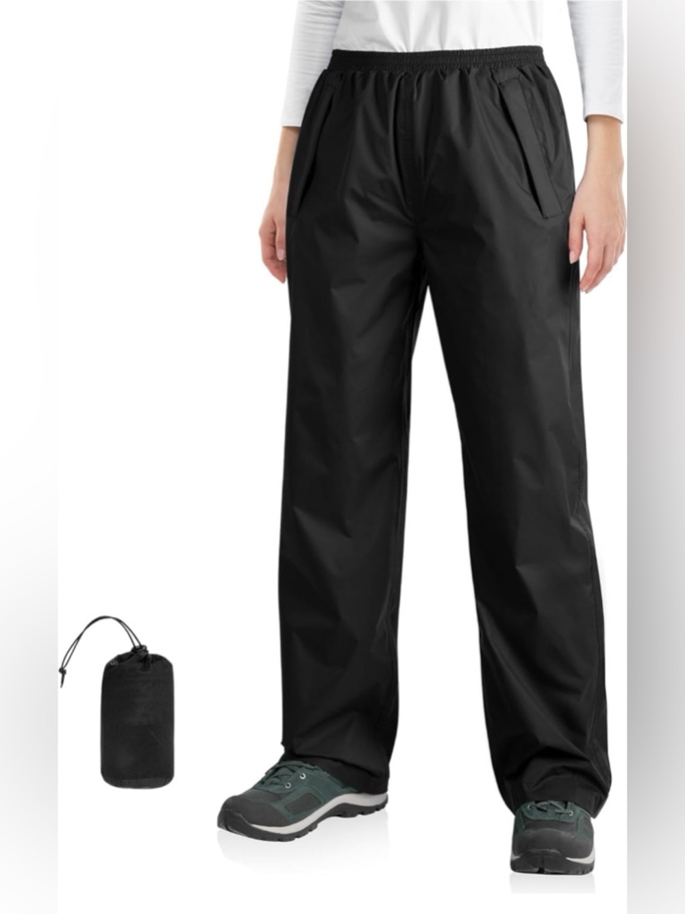 NEW Packable Black Waterproof Rain Pants - Women’s XL